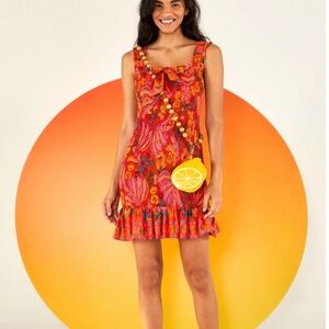 Farm Rio Red Spring Bananas Mini Dress Size Small